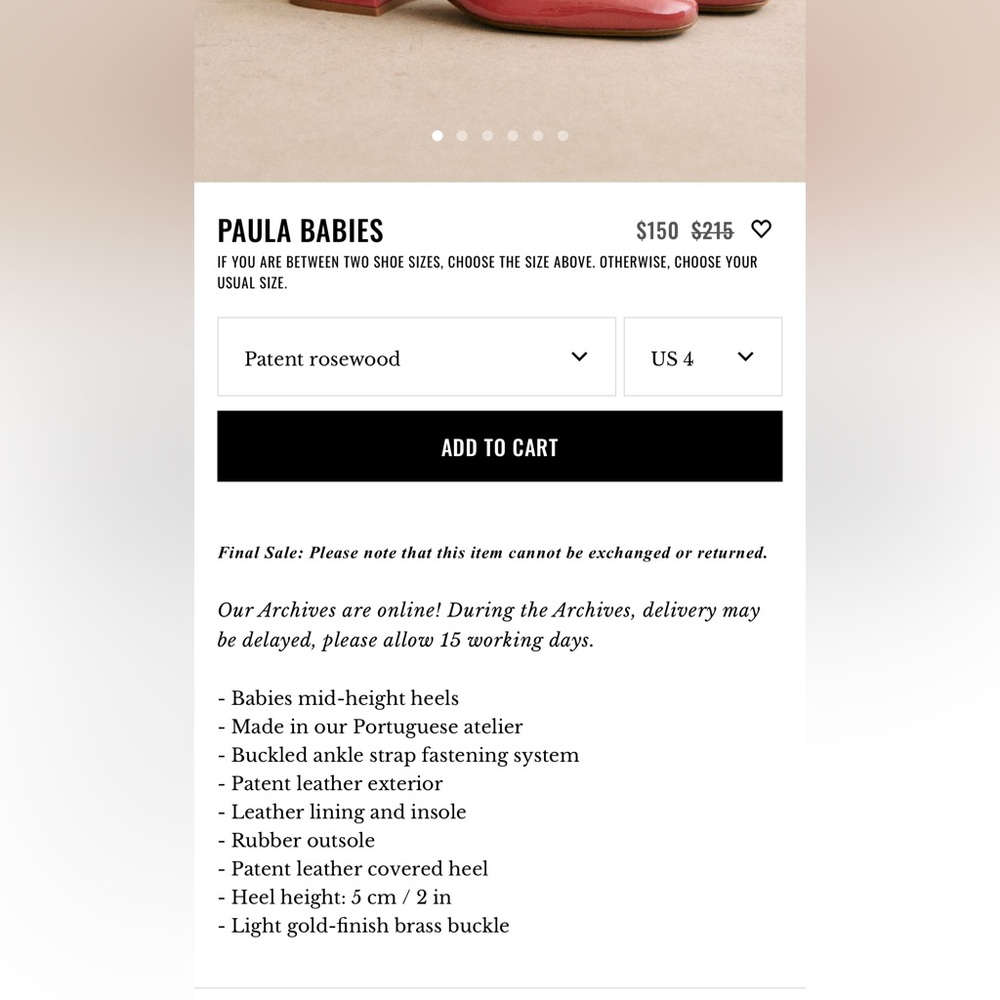 Sezane Paula Babies Polished Camel - Size 4 - Picture 7 of 7